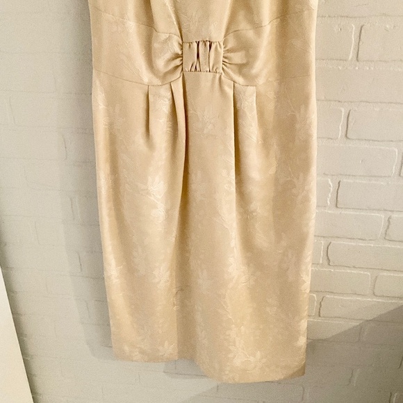 Vintage Y2K Midi dress Gown Babydoll Bow Cream Vanilla Floral Jacquard 8 - Picture 5 of 16